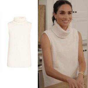 NWT Veronica Beard Mazzy Brushed Cashmere Sleeveless Sweater Luxury Neutral Chic